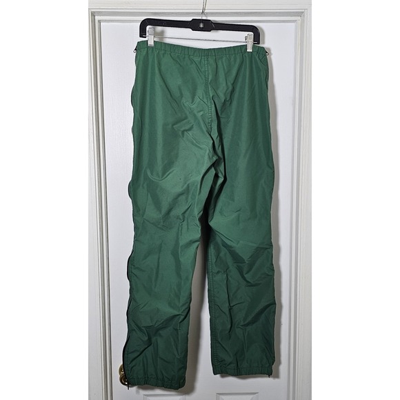 Vintage L.L. Bean Nylon Track Pants Size Medium Green Made In USA Full Zip Sides - Picture 2 of 7